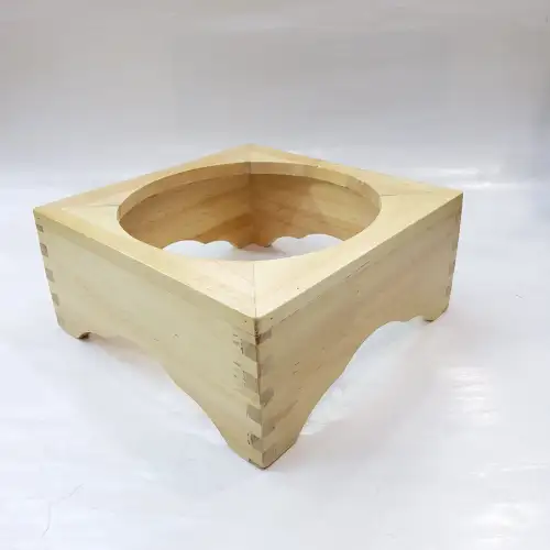 #6MFJ2075; Wooden stone bowl stand 20x7.5cm