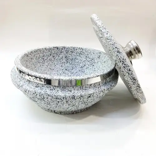 #5RYB2009; Stone pot w. lid 20x9cm