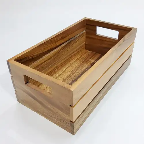 #AC3218K;  Acacia wood crate 32x18cm