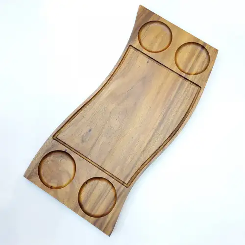 #AC6232;  Acacia wood serving board 62x32cm