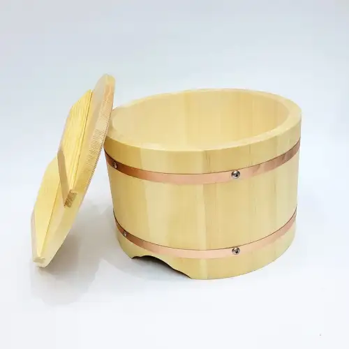 #BT2437; Wooden sushi bucket + lid 24cm  