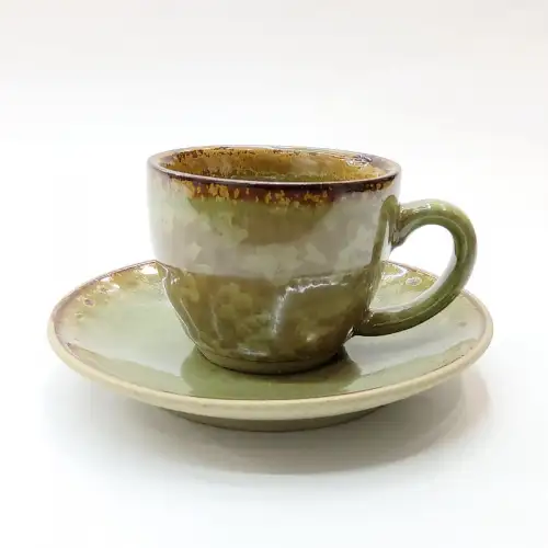 #CH-6312; Ceramic Espresso Cup + Saucer 87ml  