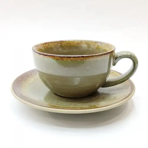 #CH-6350; Ceramic Latte Cup + Saucer 265ml   
