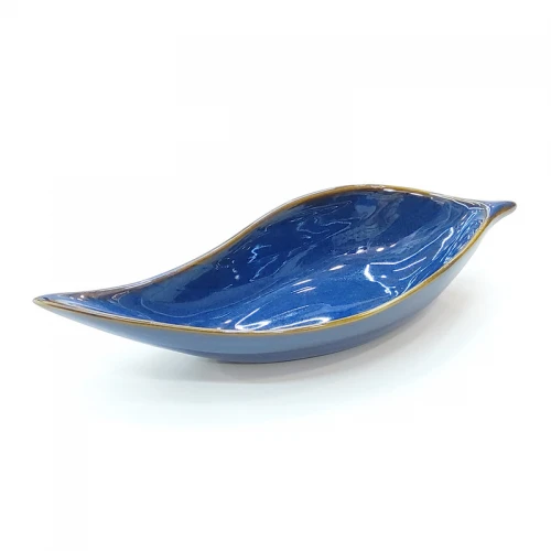 #HN7517; Ceramic leaf sauce dish 15.6cm  