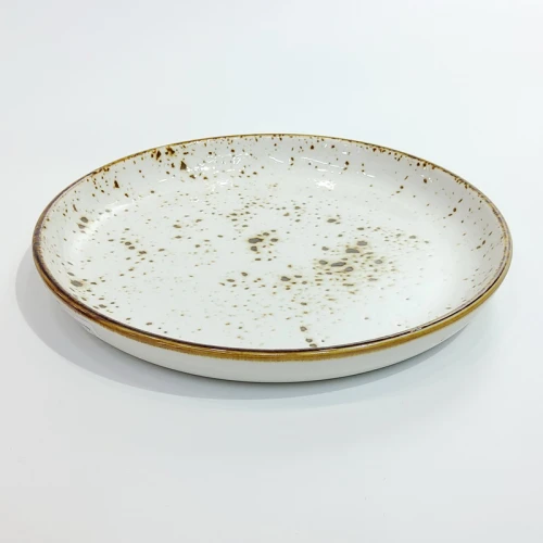 #KK1319-WT; Ceramic round plate 8" #WT