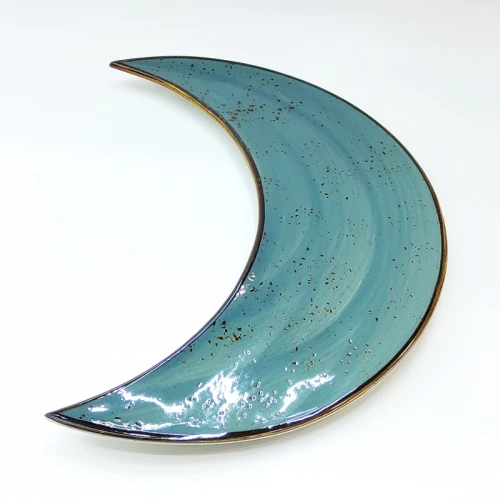 #KK2612-BL : Ceramic 12" moon plates #BL
