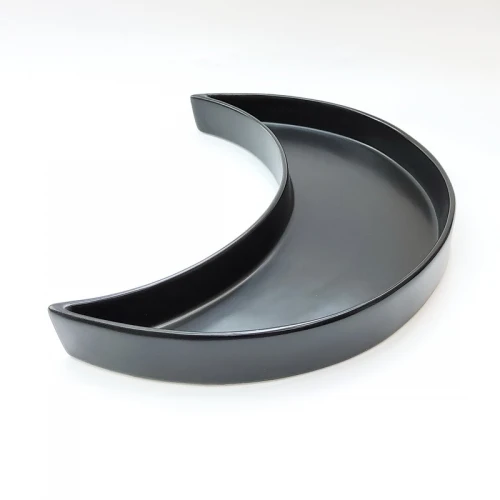 #KK2810-BK; Ceramic 12" moon deep plate