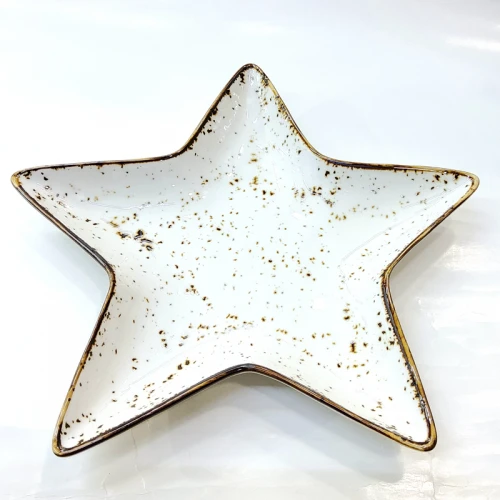 #KK2841-WT; Ceramic 10" star plate #WT 