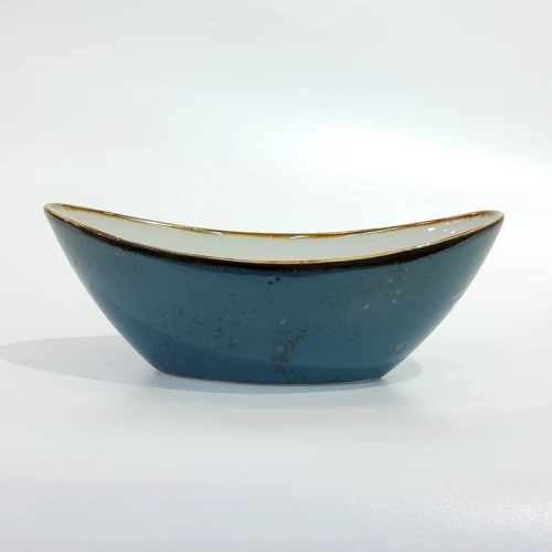 #KK7250-BL; Ceramic boat shape bowl 6.75" #BL