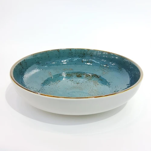 #KK9025-BL; Ceramic 10" deep round plate #BL