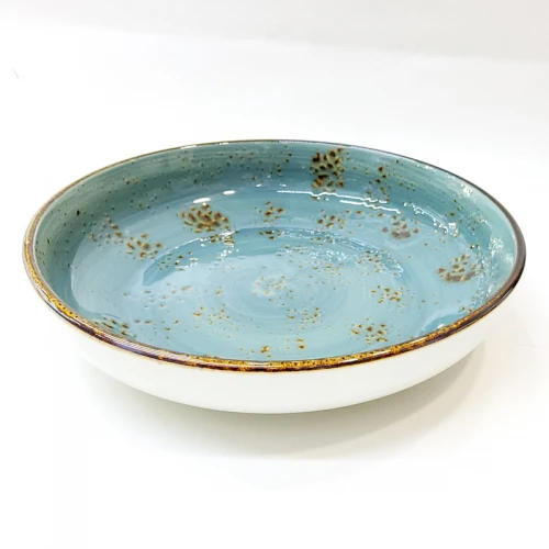 #KK9032-BL; Ceramic 9" deep plate #BL