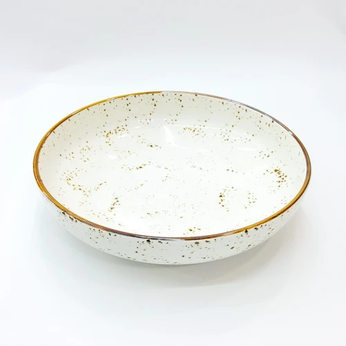 #KK9049-WT; Ceramic 7" round deep plate #WT