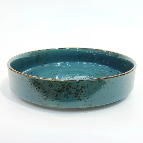 #KK9056-BL; Ceramic 10" round deep plate #BL