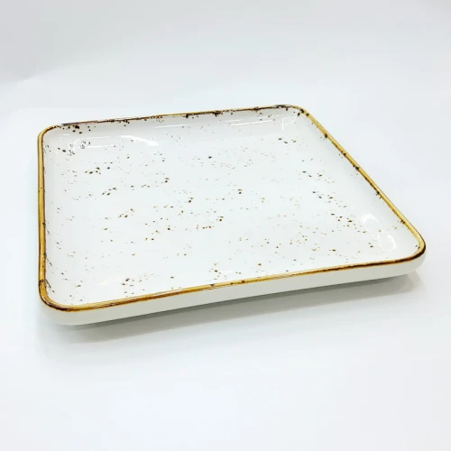 #KK9094-WT; Ceramic 10" square plate #WT 