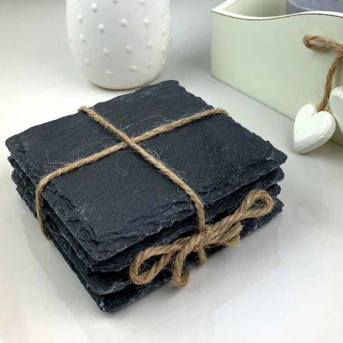 #SLT1010; Slate coaster set of 4; 10x10cm
