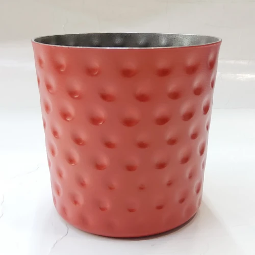#SVCH8S-R;  Fries cup hammered 8.4x8.2cm R